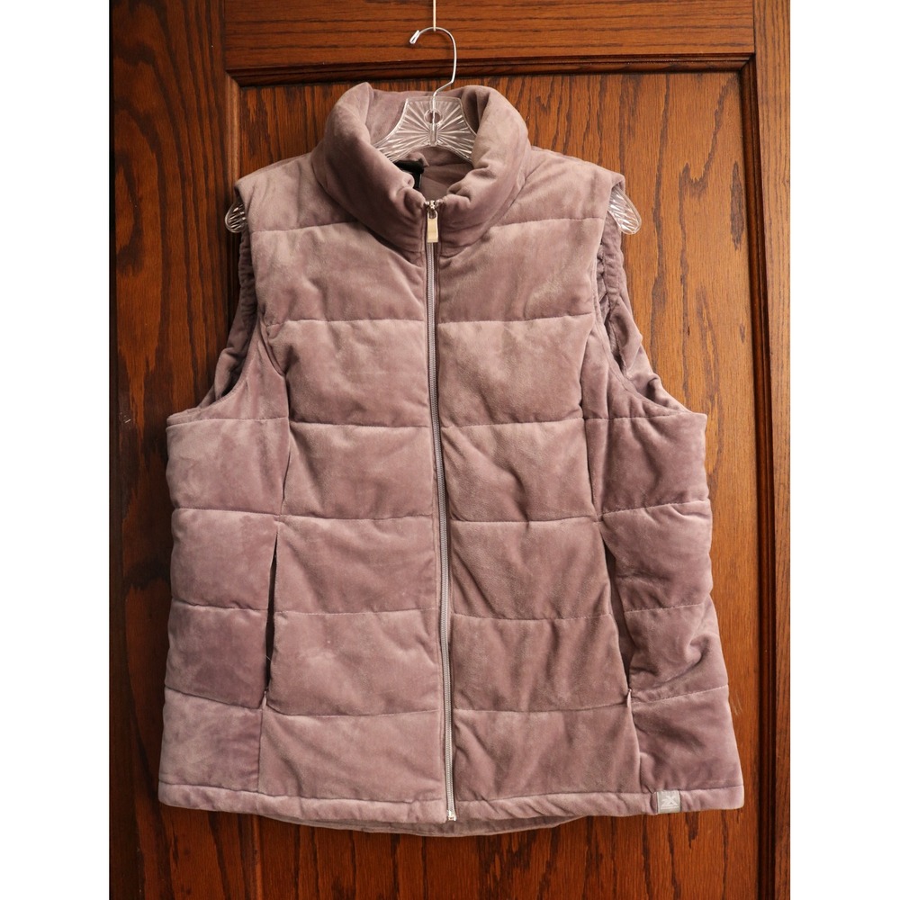ZEROXPOSUR Puffer Vest Women XL Pink  Velvet Quilted Sleeveless Jacket Winter